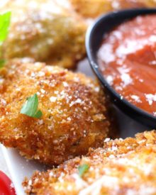 The Chunky Chef | Crispy Fried Ravioli | Like Olive Garden's toasted ravioli, but better! This crispy fried ravioli is easy to make, yet impressive. Perfect for a party, or the family dinner table.