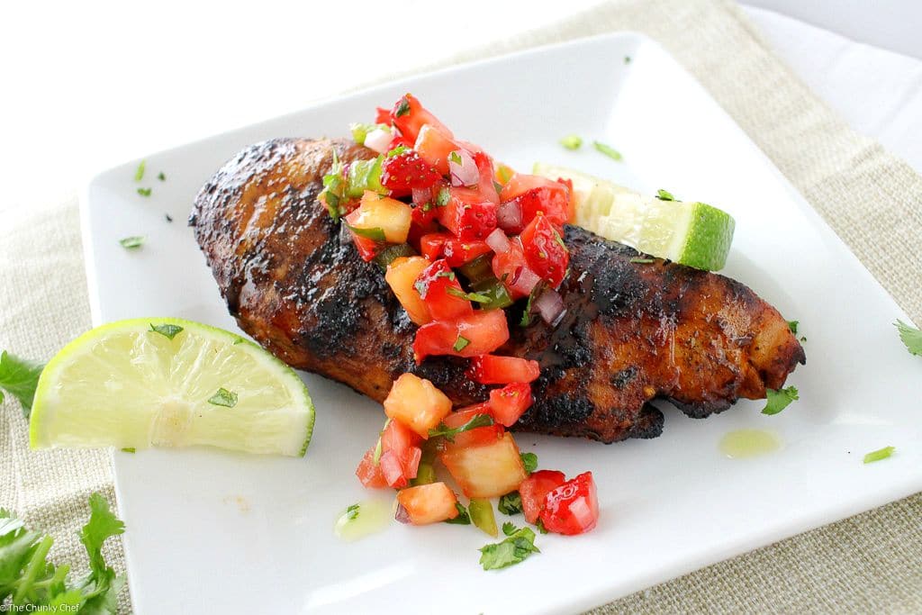 The Chunky Chef | Grilled Tequila Lime Chicken | A simple and easy marinade gives this tequila lime chicken an incredible flavor! Perfect on the grill, with a salsa, or in a taco/burrito bowl!