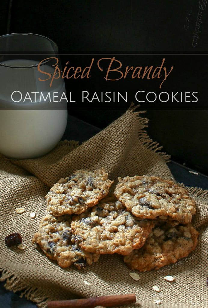 Spiced Brandy Oatmeal Raisin Cookie | Soft and chewy spiced oatmeal cookies, studded with crunchy toasted walnuts and sweet bursts of raisins that have been soaked in brandy