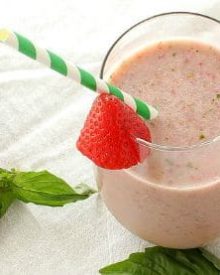 The Chunky Chef | Strawberry Basil Smoothie | Start your morning off right with a nutritious and delicious strawberry basil smoothie! Made with 6 simple ingredients, you'll love how easy it is to make