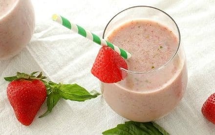 The Chunky Chef | Strawberry Basil Smoothie | Start your morning off right with a nutritious and delicious strawberry basil smoothie! Made with 6 simple ingredients, you'll love how easy it is to make