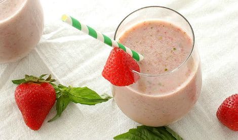 The Chunky Chef | Strawberry Basil Smoothie | Start your morning off right with a nutritious and delicious strawberry basil smoothie! Made with 6 simple ingredients, you'll love how easy it is to make