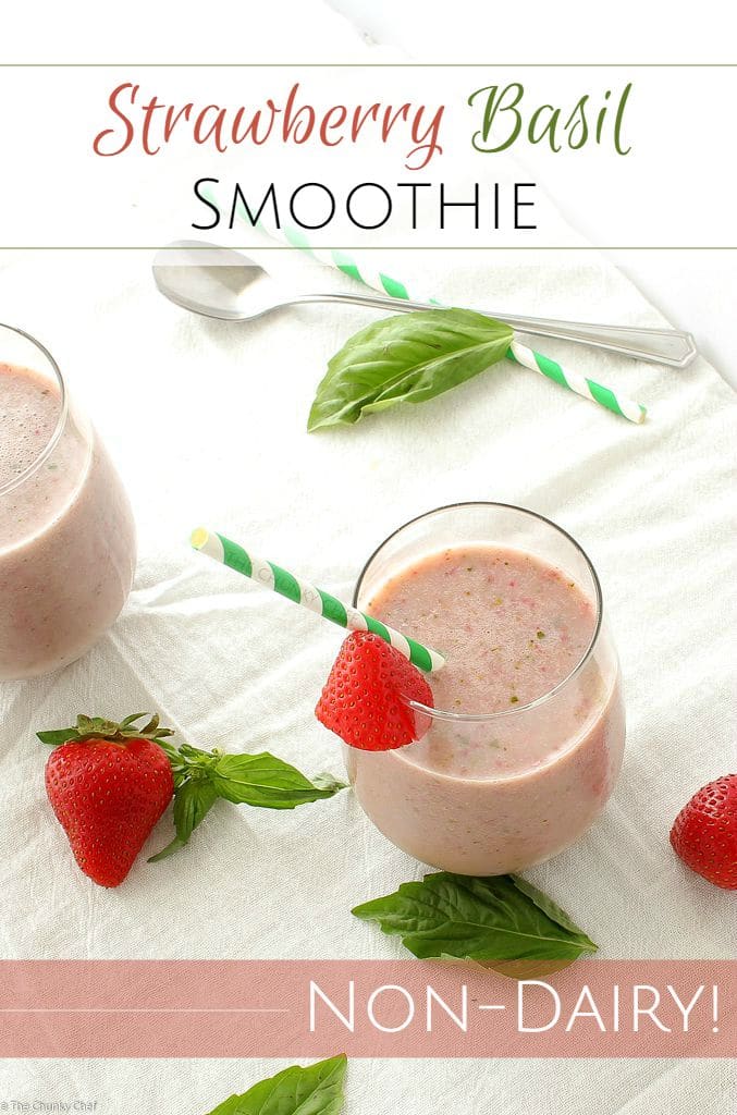 The Chunky Chef | Strawberry Basil Smoothie | Start your morning off right with a nutritious and delicious strawberry basil smoothie! Made with 6 simple ingredients, you'll love how easy it is to make