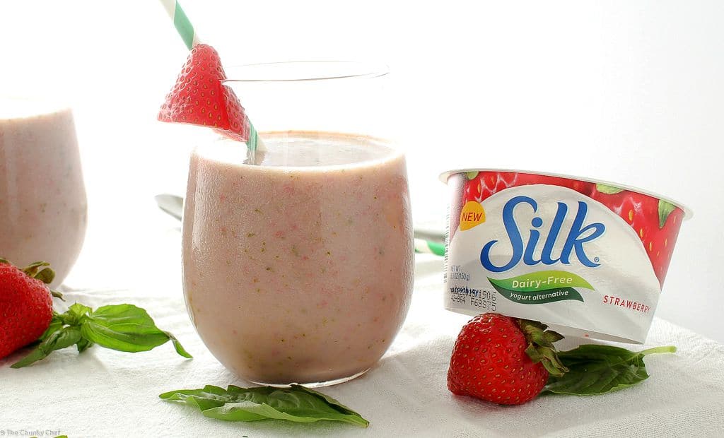 The Chunky Chef | Strawberry Basil Smoothie | Start your morning off right with a nutritious and delicious strawberry basil smoothie! Made with 6 simple ingredients, you'll love how easy it is to make