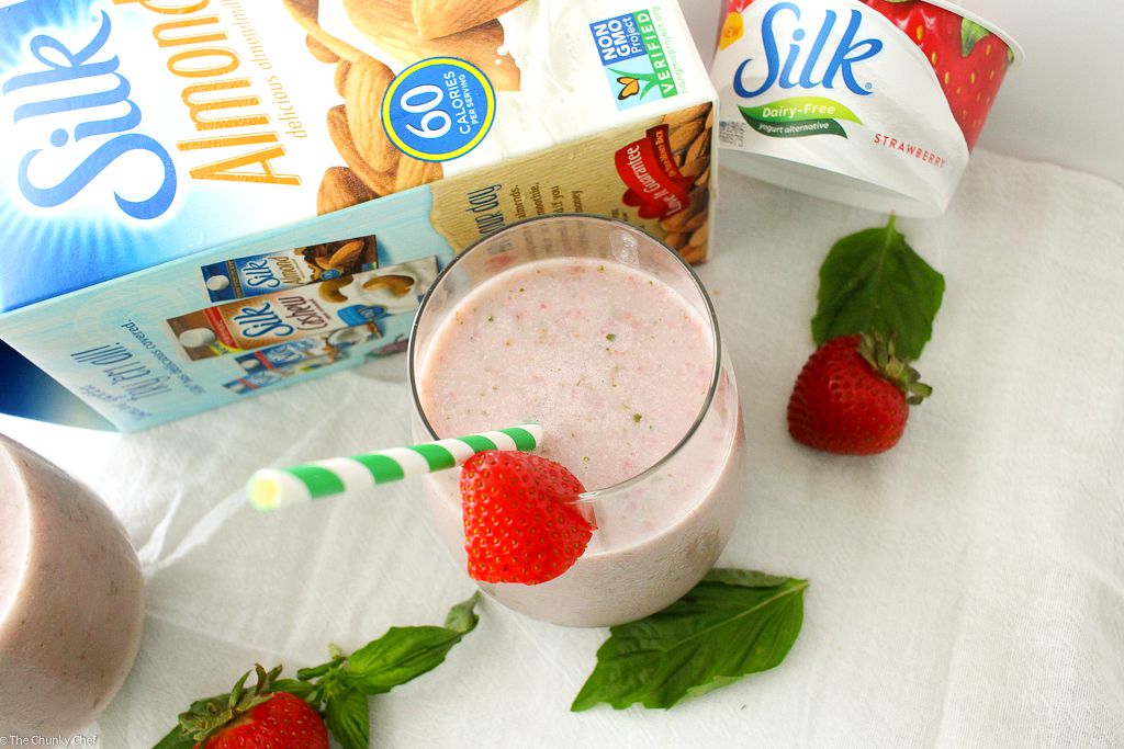 The Chunky Chef | Strawberry Basil Smoothie | Start your morning off right with a nutritious and delicious strawberry basil smoothie! Made with 6 simple ingredients, you'll love how easy it is to make