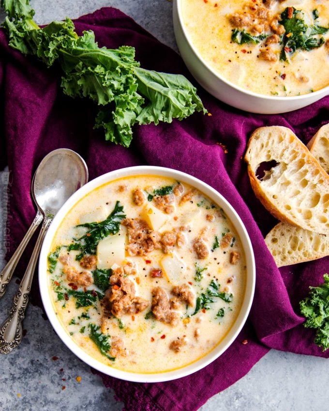 Bowl of copycat zuppa toscana soup