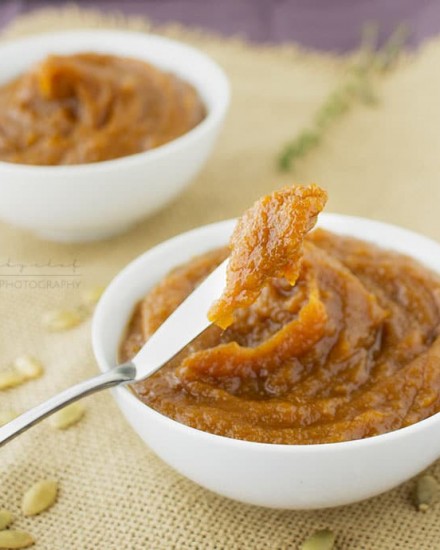 Easy 20 Minute Pumpkin Butter | The Chunky Chef | Rich, velvety and smooth... this pumpkin butter is easy to make and has all the great flavors of Fall! Great as a spread, in baking, or as a gift!