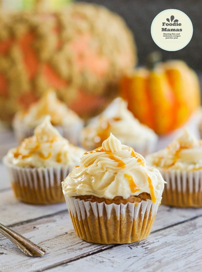 Harvest Pumpkin Cupcakes with a Salted Caramel Frosting