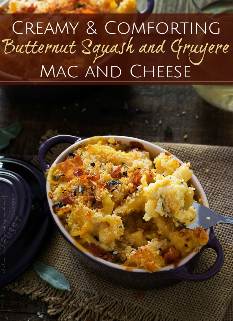 Butternut Squash and Gruyere Mac and Cheese | This dish is the ultimate mac and cheese! Pureed savory roasted butternut squash is mixed with an ultra creamy Gruyere and white cheddar sauce!