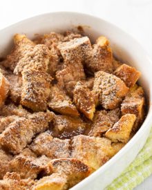 Bourbon Cinnamon French Toast Bake | This french toast bake stands out from the rest with warm cinnamon and sweet bourbon! An easy make ahead breakfast!!