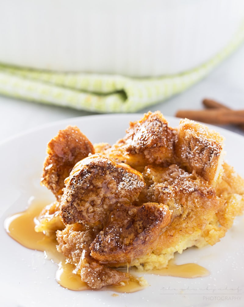 Bourbon Cinnamon French Toast Bake | This french toast bake stands out from the rest with warm cinnamon and sweet bourbon! An easy make ahead breakfast!!