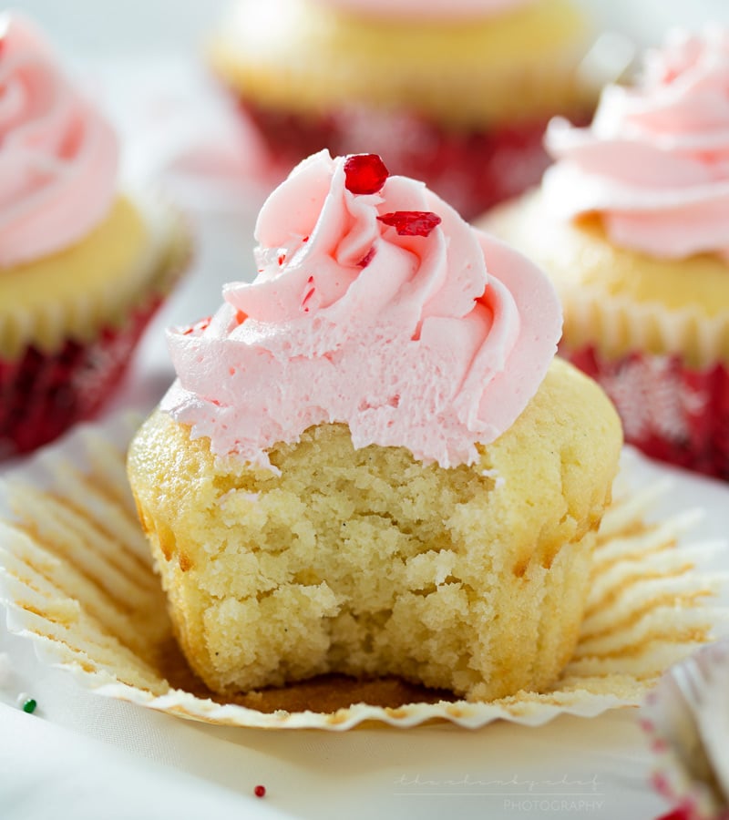 White Chocolate Cupcakes with Peppermint Buttercream | Rich white chocolate cupcakes with a delicate swirl of ultra creamy buttercream frosting laced with peppermint... perfect for any occasion! 