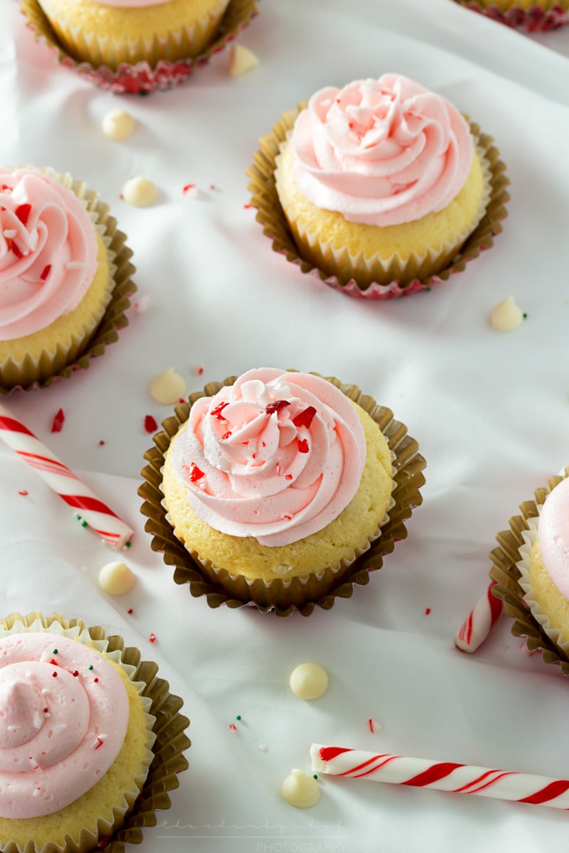White Chocolate Cupcakes with Peppermint Buttercream | Rich white chocolate cupcakes with a delicate swirl of ultra creamy buttercream frosting laced with peppermint... perfect for any occasion!