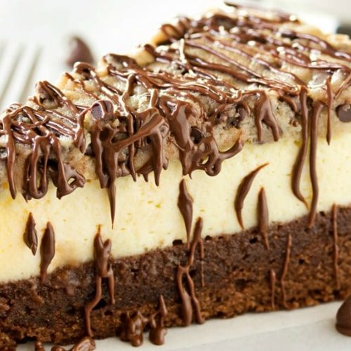 Brownie Bottom Cookie Dough Cheesecake The Chunky Chef