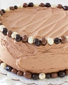 Buttermilk-Chocolate-Layer-Cake | The ULTIMATE soft and fluffy chocolate layer cake. Made from scratch with buttermilk, and slathered in an ultra creamy buttercream frosting! | http://thechunkychef.com