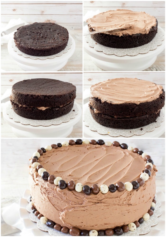 Buttermilk-Chocolate-Layer-Cake | The ULTIMATE soft and fluffy chocolate layer cake. Made from scratch with buttermilk, and slathered in an ultra creamy buttercream frosting! | http://thechunkychef.com