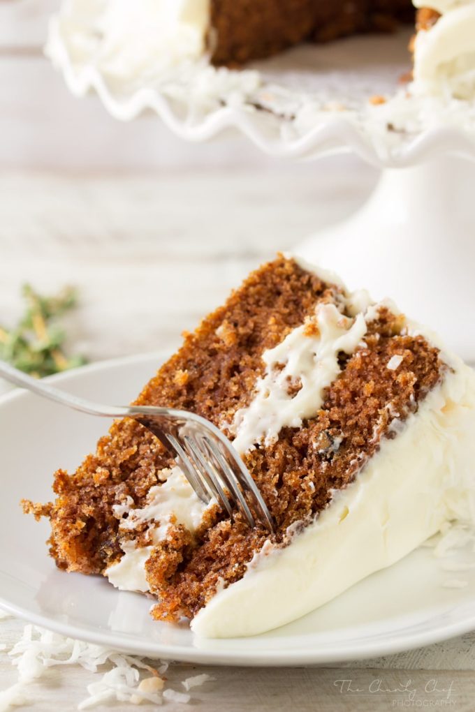 The Best Classic Carrot Cake | Rich, moist, and full of flavor, this carrot cake has been my Mom's signature dessert for years! Try this cake and you'll immediately know why! | http://thechunkychef.com