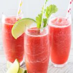 Boozy Strawberry Limeade Slushies | Just 5 ingredients, including ice, and you're on your way to slushy heaven! | http://thechunkychef.com