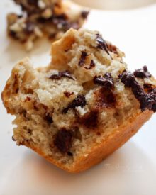Chocolate Chip Muffins | Who says you can't have chocolate for breakfast? Both kids and adults will love these super soft and fluffy chocolate chip muffins! | http://thechunkychef.com