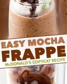 Make your own McDonald’s Mocha Frappe at home with this easy copycat recipe! The perfect cold coffee drink for Spring and Summer! #frappe #mocha #copycat #mcdonalds #frozencoffee #coffee #frozen #iced #chocolate