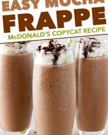 Make your own McDonald’s Mocha Frappe at home with this easy copycat recipe! The perfect cold coffee drink for Spring and Summer! #frappe #mocha #copycat #mcdonalds #frozencoffee #coffee #frozen #iced #chocolate