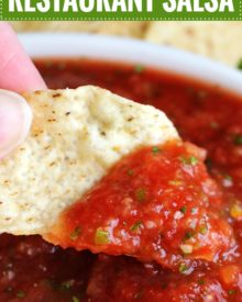 The best homemade salsa is made with juicy tomatoes, jalapeños, onion, fresh cilantro and plenty of spice and flavor! A little spicy, slightly sweet, and perfect with salty chips.  Great for game day/tailgating, parties, Mexican recipes and more!