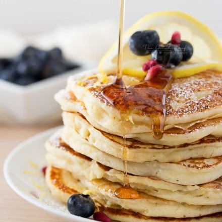 Lemon Ricotta Pancakes | Soft and fluffy ricotta pancakes infused with great lemon zest flavor... perfect for a special occasion breakfast, but easy enough to make every day! | http://thechunkychef.com