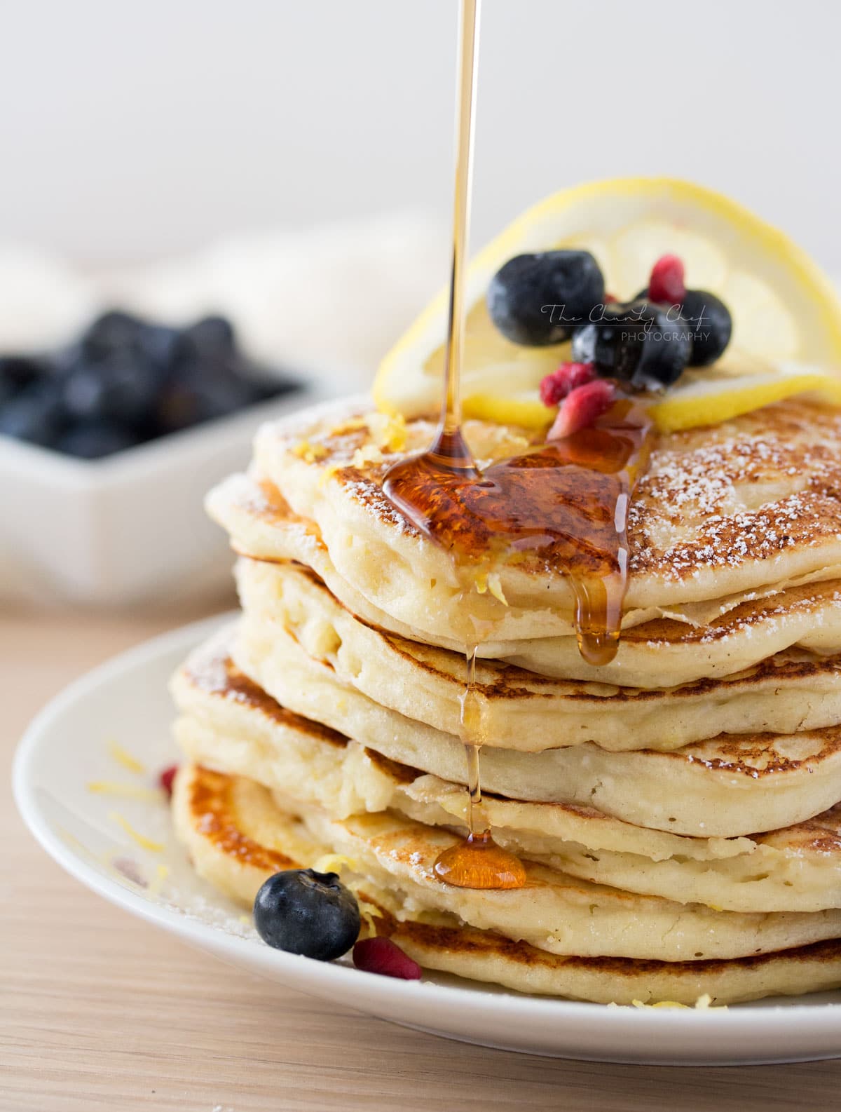 Lemon Ricotta Pancakes | Soft and fluffy ricotta pancakes infused with great lemon zest flavor... perfect for a special occasion breakfast, but easy enough to make every day! | http://thechunkychef.com