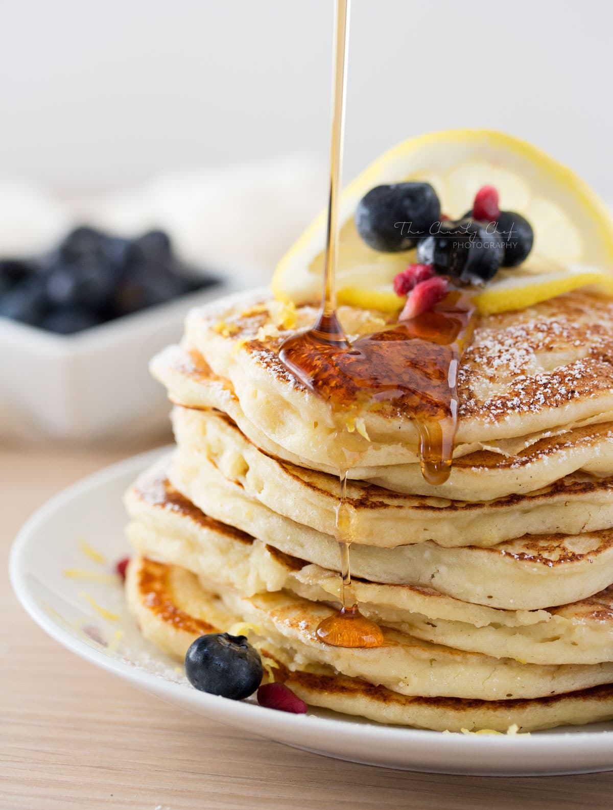 Lemon Ricotta Pancakes - The Chunky Chef