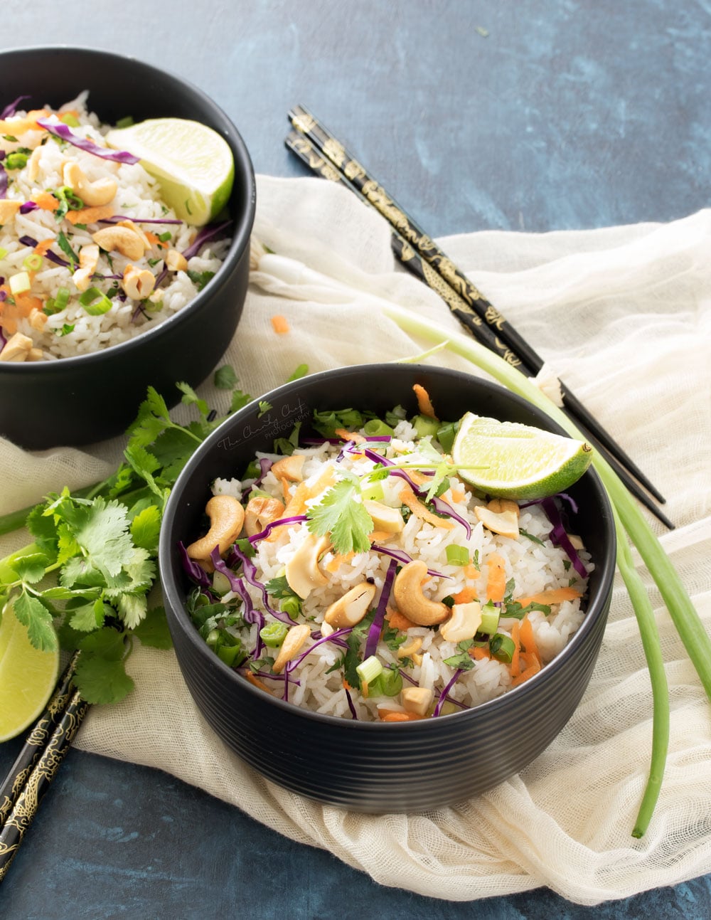 Thai Coconut Cashew Rice | This unique rice side dish is packed with Thai flavors and is a mouthwatering side dish to accompany just about any protein you'd like! | http://thechunkychef.com