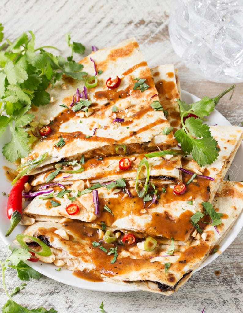 Thai Peanut Chicken Quesadillas The Chunky Chef