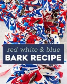 This simple and fun no-bake bark recipe is perfect for Memorial Day or Independence Day, with it’s bold red, white, and blue colors! So simple, even your kids can make it!