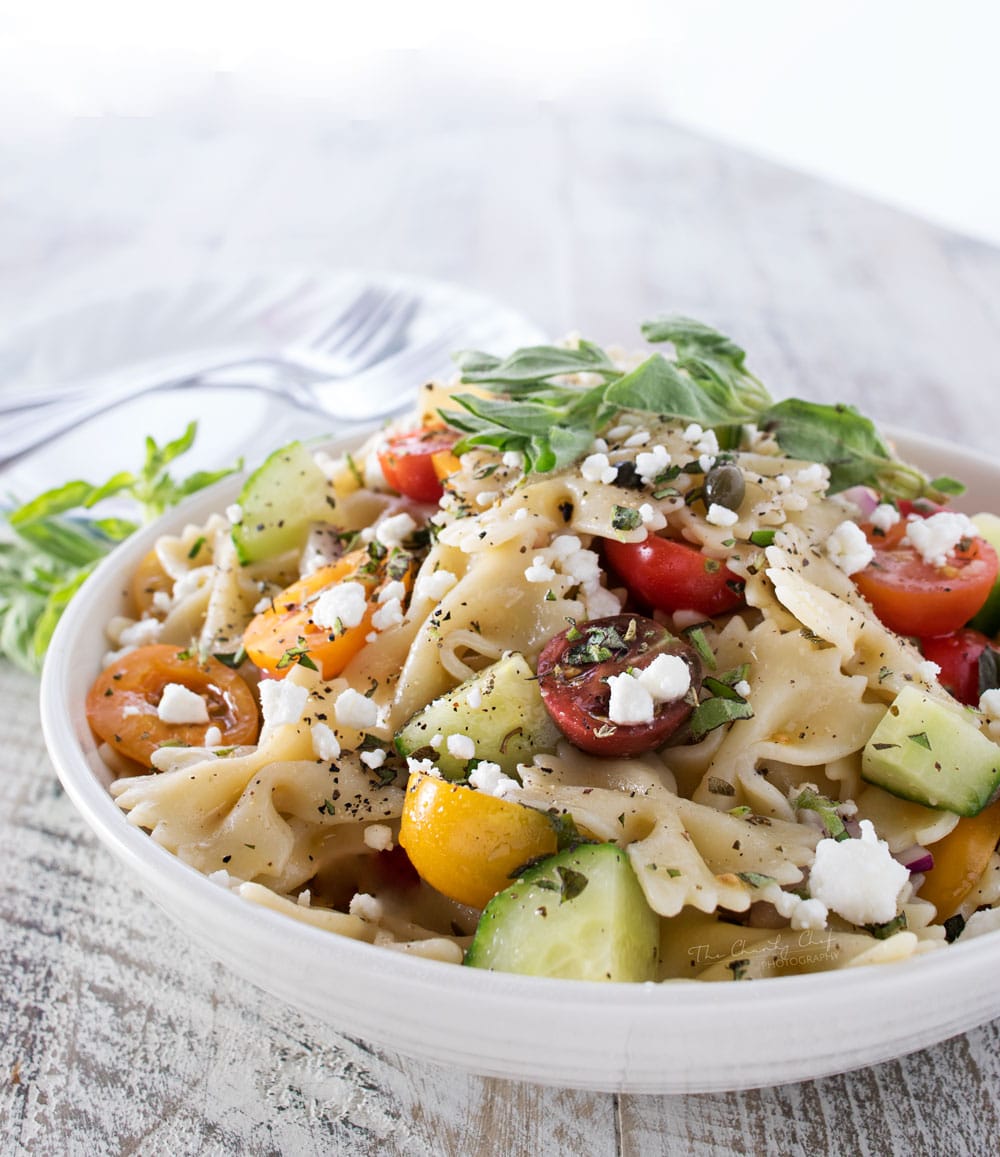 Mediterranean Pasta Salad - The Chunky Chef