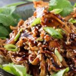 Slow Cooker Honey Garlic Chicken | Tender, moist, honey garlic chicken made easy in the slow cooker, and coated in the most glorious homemade honey garlic and orange sauce! | http://thechunkychef.com