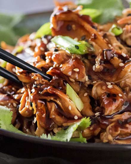 This Honey Garlic Chicken is one incredible weeknight dinner idea. Juicy chicken coated and cooked with a glorious sauce made with soy, hoisin, garlic, honey and more! Toss it all in the slow cooker and let it do the work for you! #dinner #chicken #asian #honey #garlic #honeygarlic #easyrecipe #weeknight #slowcooker #crockpot