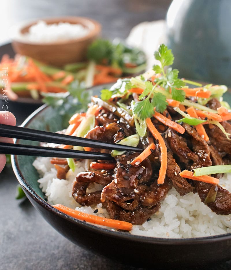 30 Minute Spicy Ginger Szechuan Beef | No need to order take-out, this spicy ginger Szechuan beef is completely mouthwatering and ready in just 30 minutes! Perfect for a busy weeknight dinner! | http://thechunkychef.com
