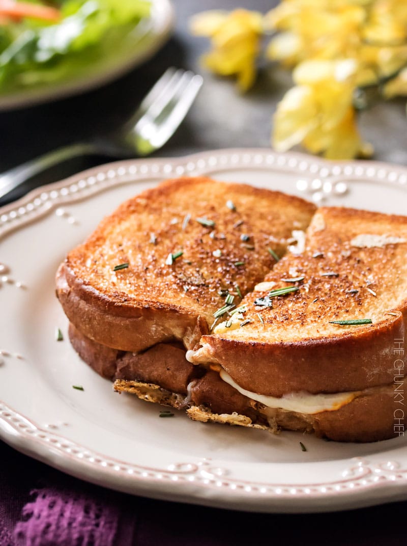 Ultimate Grilled Cheese | Gooey Gruyere and white cheddar cheese, savory rosemary butter, and herbed caramelized onions... need I say more? | http://thechunkychef.com