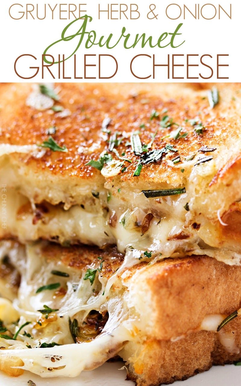 Ultimate Grilled Cheese | Gooey Gruyere and white cheddar cheese, savory rosemary butter, and herbed caramelized onions... need I say more? | http://thechunkychef.com