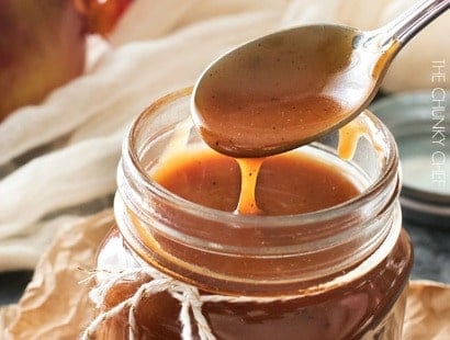 Browned Butter Salted Caramel Sauce | Browned butter gives this homemade salted caramel sauce a deliciously deep flavor! | http://thechunkychef.com