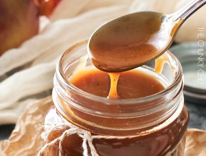 Browned Butter Salted Caramel Sauce | Browned butter gives this homemade salted caramel sauce a deliciously deep flavor! | http://thechunkychef.com