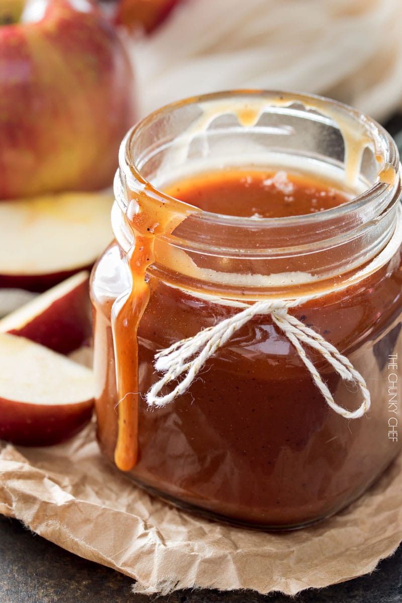 Browned Butter Salted Caramel Sauce | Browned butter gives this homemade salted caramel sauce a deliciously deep flavor! | http://thechunkychef.com