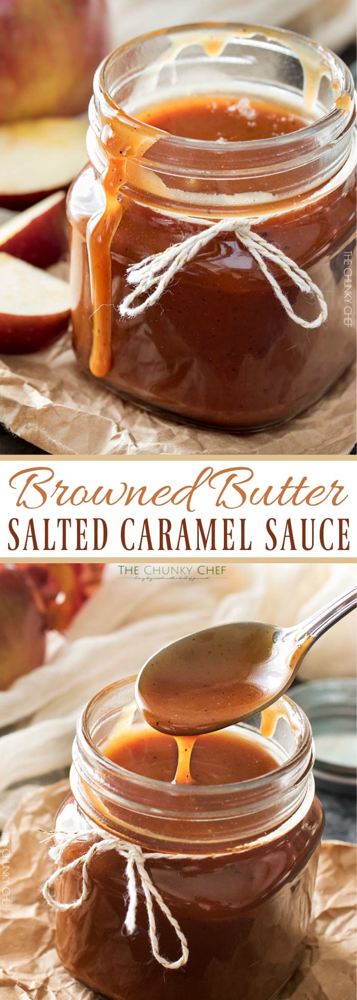 Browned Butter Salted Caramel Sauce | Browned butter gives this homemade salted caramel sauce a deliciously deep flavor! | http://thechunkychef.com