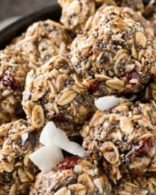 Cherry Chocolate Almond Energy Balls | Delicious energy balls studded with sweet dried cherries and flecks of decadent dark chocolate! |http://thechunkychef.com