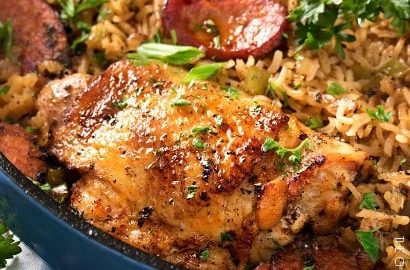 Come out, shop and grab a plate! Baked chicken, Dirty Rice & Green