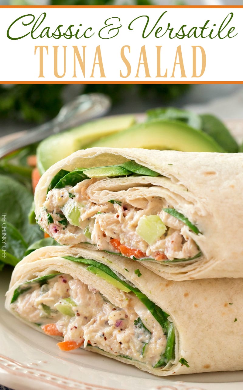 Classic Tuna Salad | This tuna salad is perfect for lunch or dinner, in a wrap, sandwich, salad or even on toasts as an appetizer! | http://thechunkychef.com