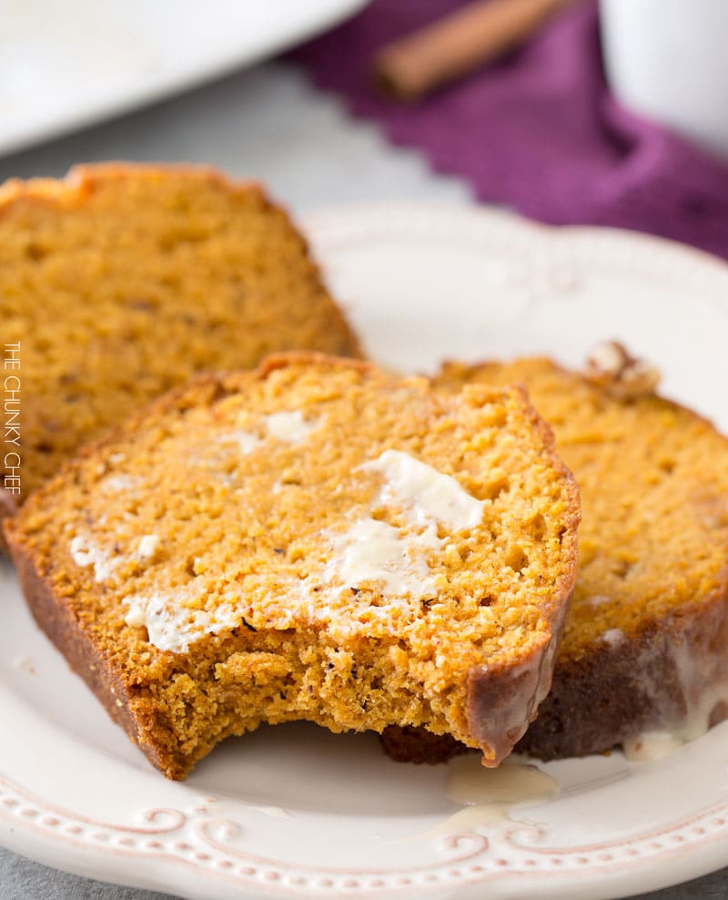 Honey Glazed Pumpkin Banana Bread | Soft and light, this bread is the perfect Fall treat! The honey glaze on top is to die for! | http://thechunkychef.com