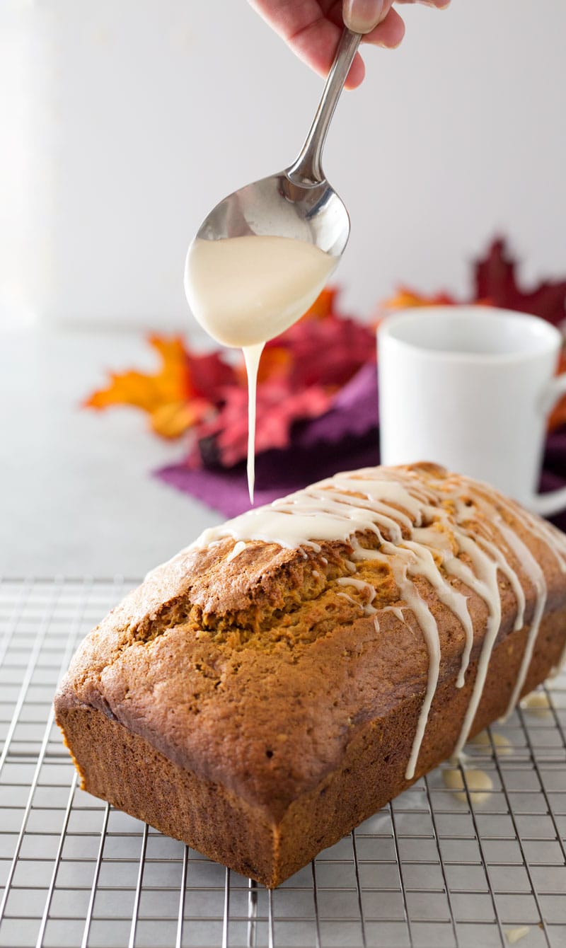 Honey Glazed Pumpkin Banana Bread | Soft and light, this bread is the perfect Fall treat! The honey glaze on top is to die for! | http://thechunkychef.com