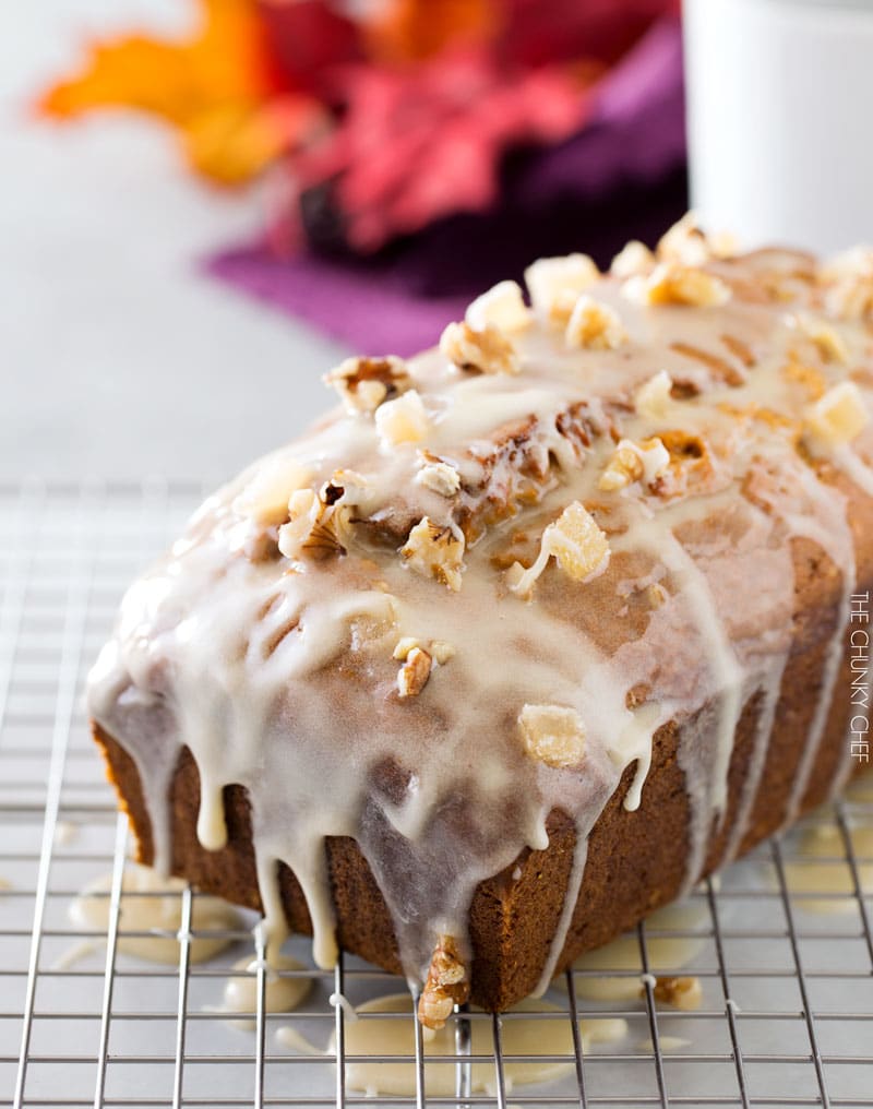 Honey Glazed Pumpkin Banana Bread | Soft and light, this bread is the perfect Fall treat! The honey glaze on top is to die for! | http://thechunkychef.com