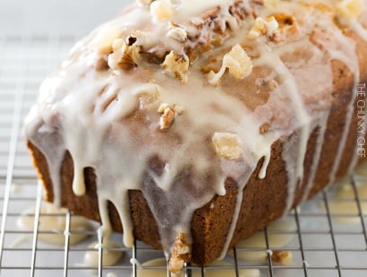 Honey Glazed Pumpkin Banana Bread | Soft and light, this bread is the perfect Fall treat! The honey glaze on top is to die for! | http://thechunkychef.com