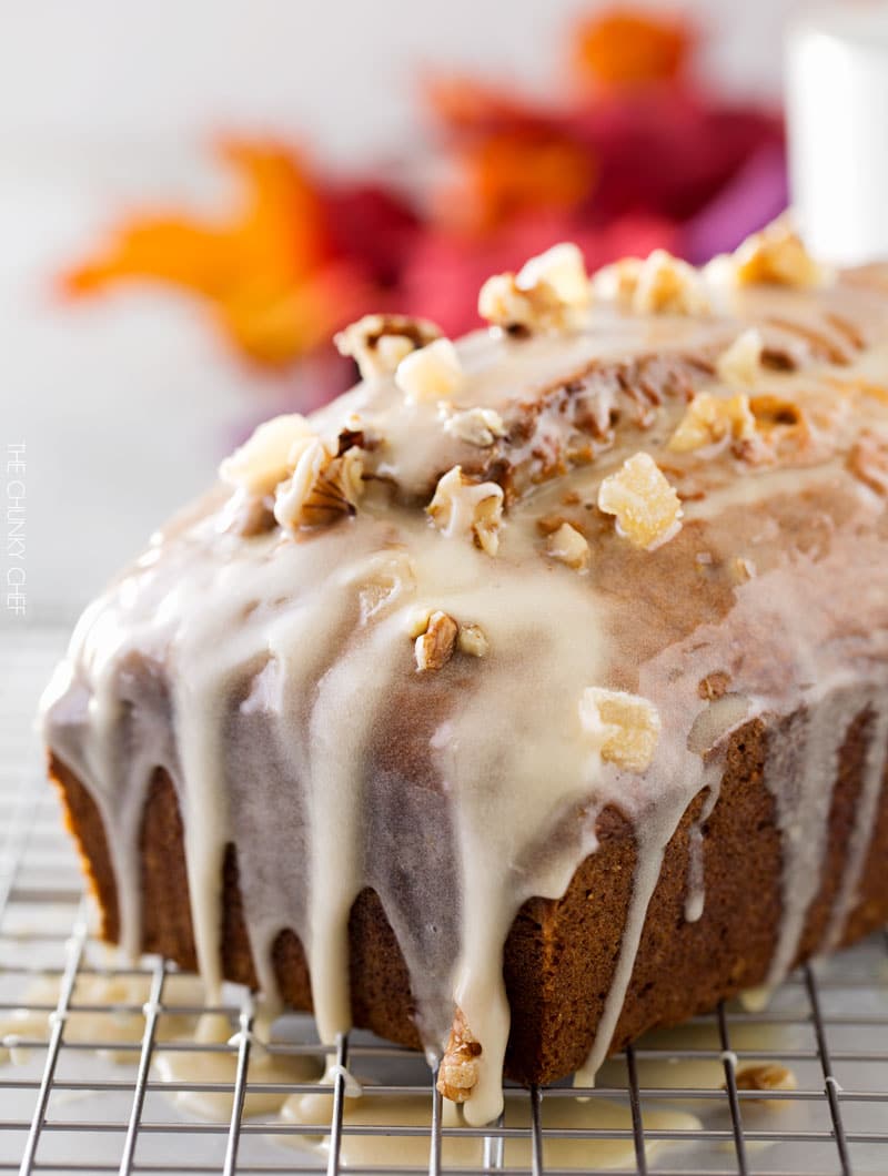 Honey Glazed Pumpkin Banana Bread | Soft and light, this bread is the perfect Fall treat! The honey glaze on top is to die for! | http://thechunkychef.com